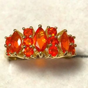 14 kt yellow gold & natural “ fire opal “ ring